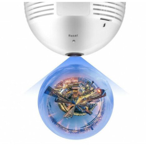 Bec cu camera Spion iUni B008, Full HD, Wi-Fi/IP si Senzor de Miscare, Unghi 360 grade